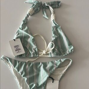 Amanda Batula Ciara Top Green and White Bikini Set